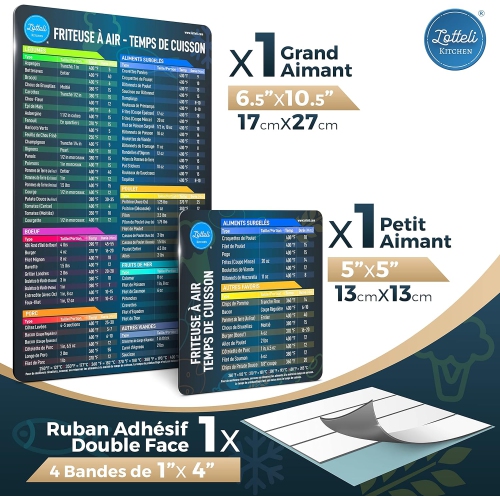 Air Fryer Magnetic Cheat Sheet Set, Friteuse À Air Aide-Mémoire Magnétique, Friteuse À Air Accessoires Magnet Sheet Quick Reference Guide for Cooking