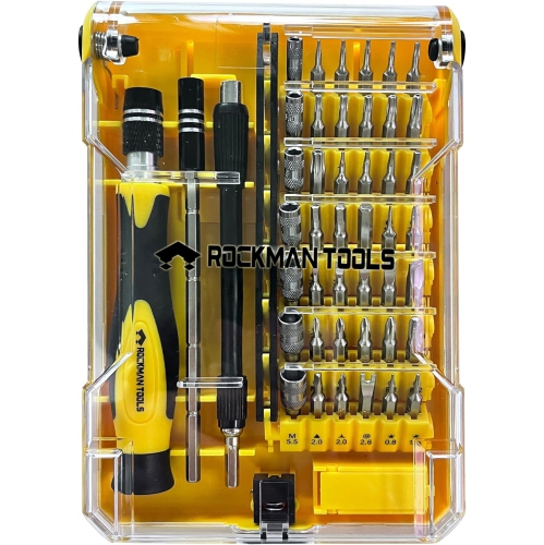 Rockman Tools Basics 45 PCS Precision Screwdriver Bit Set- 1PC Precision Bits Driver, 1PC 120mm Precision Magnetic Holder, 1PC 120mm Precision Spring