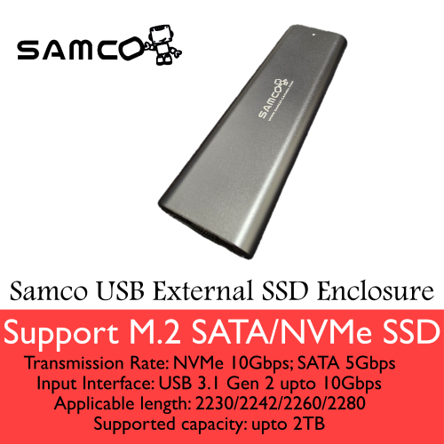 Samco M2 NVMe/SATA USB 3.1 External SSD Enclosure