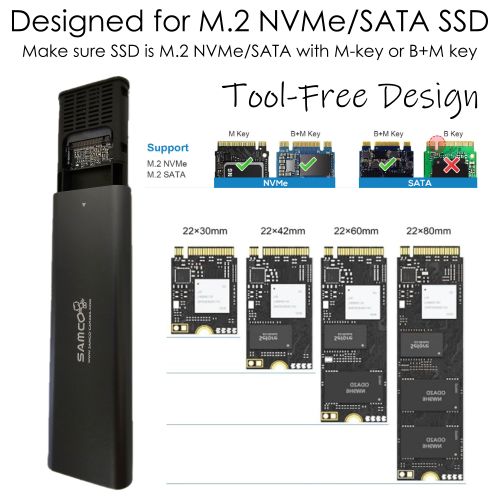 Samco M2 NVMe/SATA USB 3.1 External SSD Enclosure