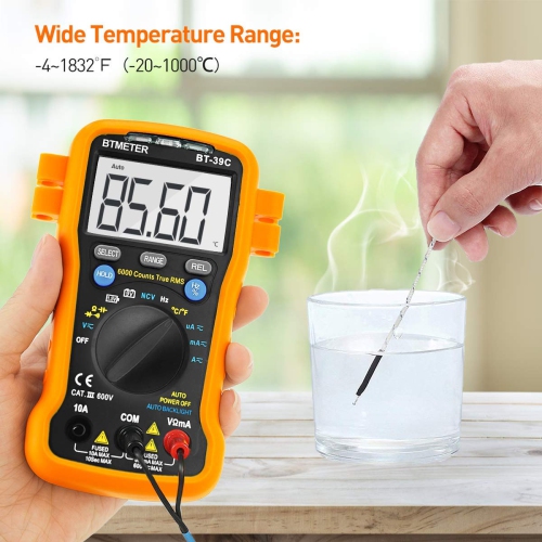 Digital Multimeter, Ammeter Volt Meter Auto Ranging TRMS 6000 Count Multi Tester Measure AC DC Voltage Current Resistance Capacitance Test Battery