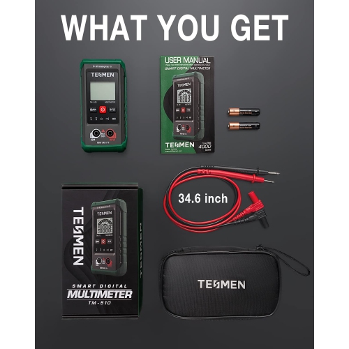 TM-510 Digital Multimeter, 4000 Counts, Smart Measurement, Auto-Ranging Voltmeter; Voltage Tester with Non-Contact Voltage Function, Measures AC/DC