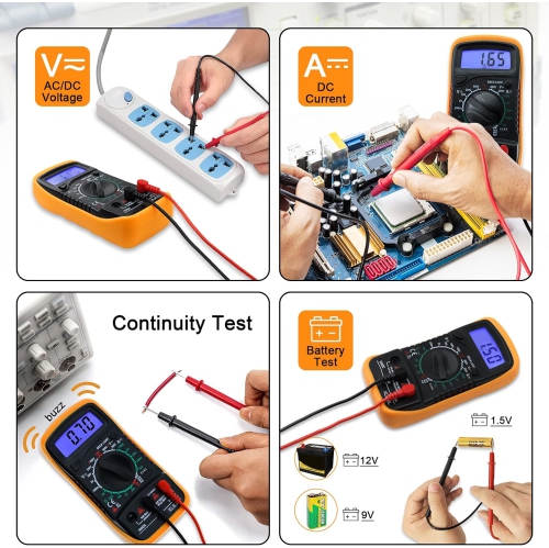 Digital Multimeter Voltmeter Battery Voltage Multi Tester AC DC Volt OHM Amp Current Meter Circuit Continuity Resistance Diode Electrical Tester with