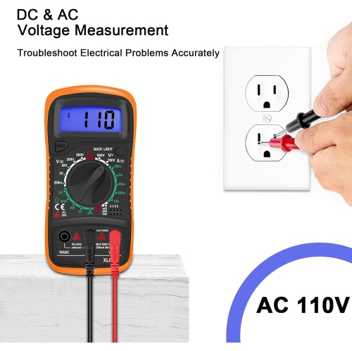 Digital Multimeter Voltmeter Battery Voltage Multi Tester AC DC Volt OHM Amp Current Meter Circuit Continuity Resistance Diode Electrical Tester with