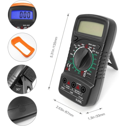 Digital Multimeter Voltmeter Battery Voltage Multi Tester AC DC Volt OHM Amp Current Meter Circuit Continuity Resistance Diode Electrical Tester with