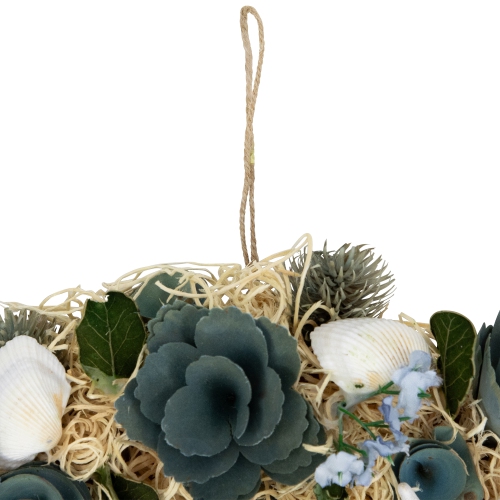 Floral Starfish and Seashells Artificial Wreath - 12"