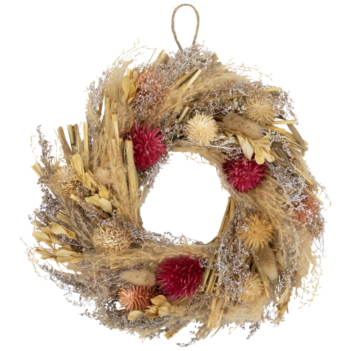 Pampas Grass and Dried Floral Spring Wreath - 11"