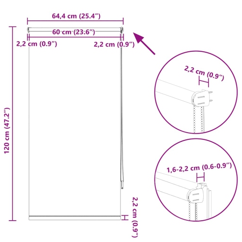 Roller Blind Blackout 60 x 120 cm Grey