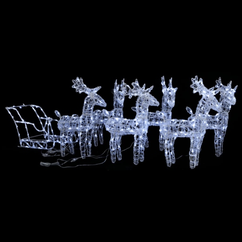 VIDAXL  Reindeers & Sleigh Christmas Decoration 320 Leds Acrylic