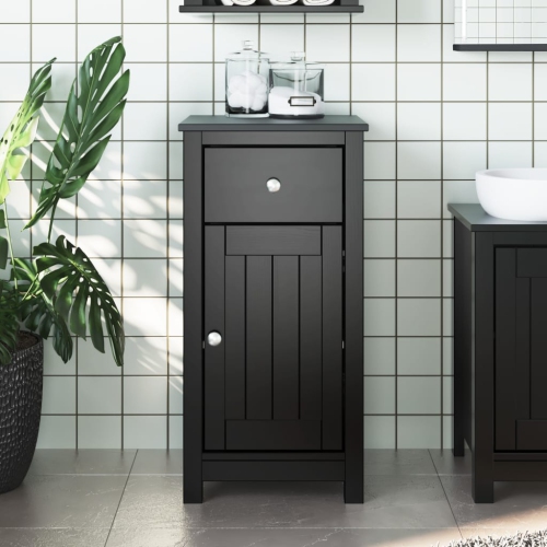 vidaXL Bathroom Cabinet BERG Black 40x34x80 cm Solid Wood Pine