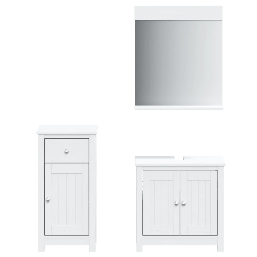 VIDAXL  3 Piece Bathroom Furniture Set Berg White Solid Wood Pine