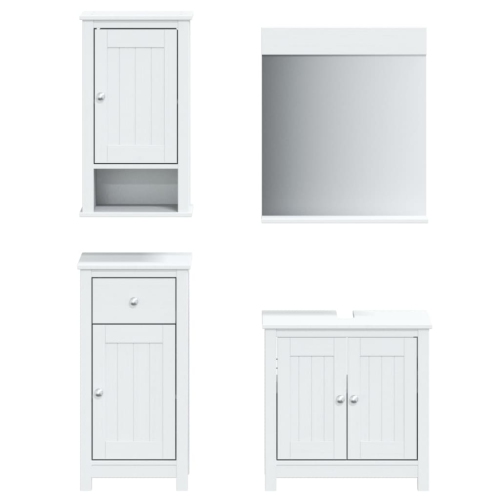 VIDAXL  4 Piece Bathroom Furniture Set Berg Solid Wood Pine In White