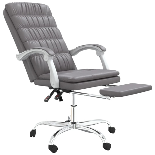 vidaXL Reclining Office Chair Grey Faux Leather