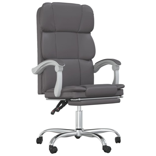 vidaXL Reclining Office Chair Grey Faux Leather