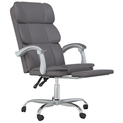 vidaXL Reclining Office Chair Grey Faux Leather