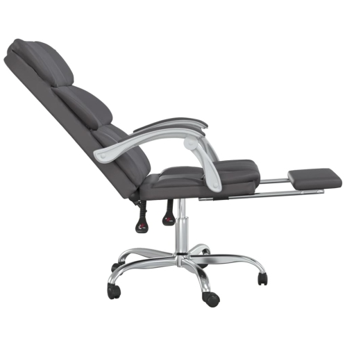 vidaXL Reclining Office Chair Grey Faux Leather