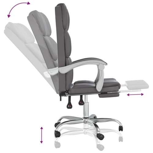 vidaXL Reclining Office Chair Grey Faux Leather