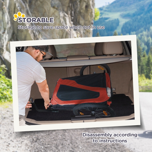 Aosom 2-in-1 Dog Bike Trailer, Pet Stroller with Hitch for Large Dogs, Quick-release Wheels, Foot Support, Pet Bicycle, Cart Wagon, Cargo Carrier for