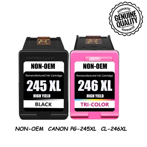 [High Yield] 1Set Remanufactured Ink Cartridge Replacement for Canon 245 246 PG-245XL CL-246XL - Canon Pixma TS3120 MG2520 MX492 TR4520 TS202 MG2525