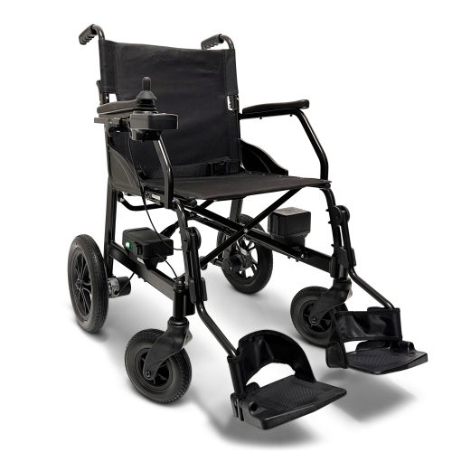 COMFYGO X-Lite Ultra Lightweight Foldable Electric Wheelchair | Portable, Travel-Friendly | Dual Motor, 16 Km Range | 360° Joystick Control | Airline Approved | Black