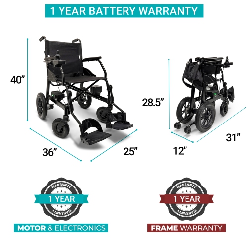 X-lite Ultra Lightweight Foldable Electric Wheelchair | Portable, Travel-Friendly | Dual Motor, 8 km Range | 360° Joystick Control | Airline Approved