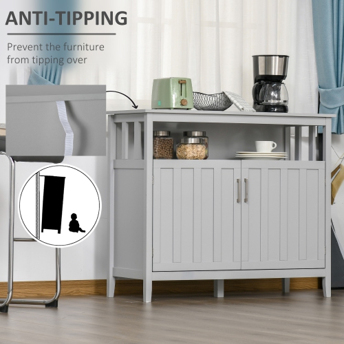 HOMCOM Sideboard Buffet Storage Cabinet, Console Table, Kitchen Storage Cabinet with Open Shelf and Adjustable Shelves, Grey