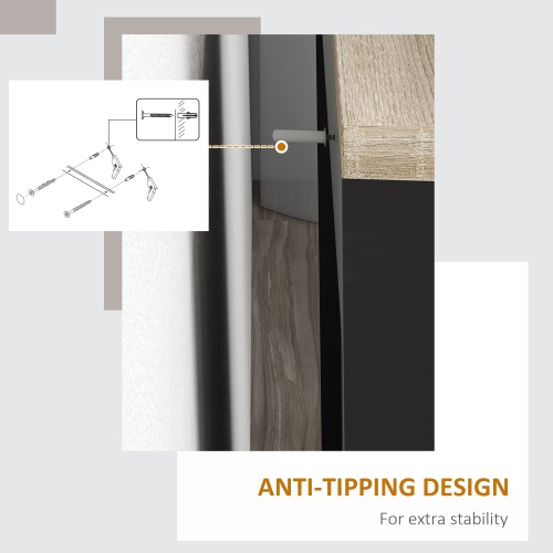 HOMCOM Modern Buffet Cabinet with Storage, 24" Narrow Sideboard, Kitchen Storage Cabinet with 2 Shaker Doors and Adjustable Shelf, Black