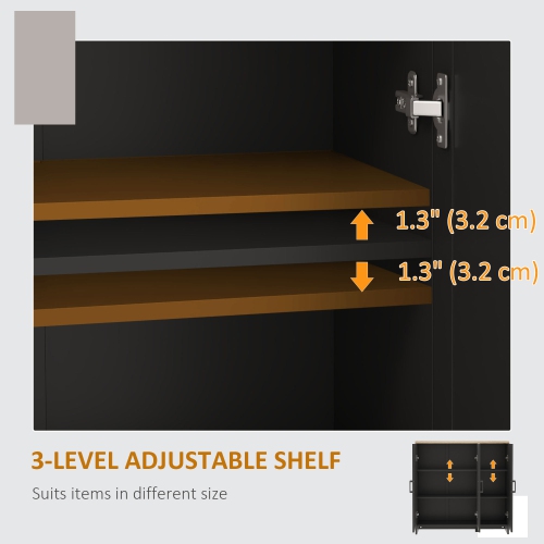 HOMCOM – Buffet moderne avec rangement, armoire étroite de 35 po, armoire de rangement de cuisine avec 3 portes Shaker et tablettes ajustables,