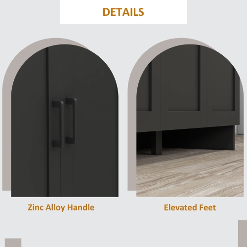 HOMCOM – Buffet moderne avec rangement, armoire étroite de 35 po, armoire de rangement de cuisine avec 3 portes Shaker et tablettes ajustables,