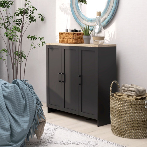 HOMCOM – Buffet moderne avec rangement, armoire étroite de 35 po, armoire de rangement de cuisine avec 3 portes Shaker et tablettes ajustables,