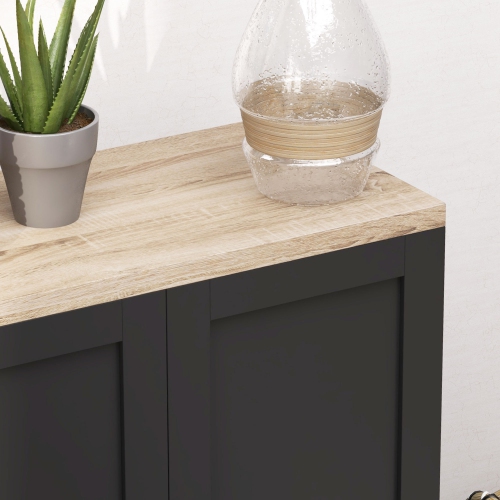 HOMCOM – Buffet moderne avec rangement, armoire étroite de 35 po, armoire de rangement de cuisine avec 3 portes Shaker et tablettes ajustables,