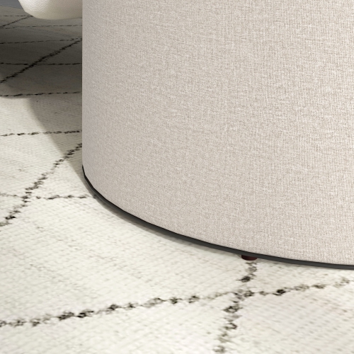 HOMCOM – Table basse ronde avec plateau rabattable, table centrale avec rangement dissimulé, repose-pieds en lin pour salon, chambre d'étudiant,