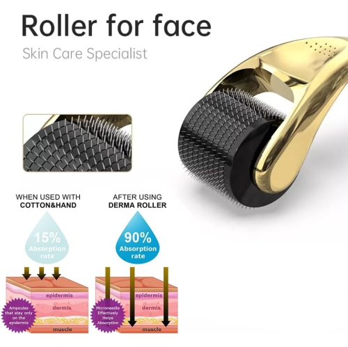 Titanium Microneedle Derma Roller – 1.0MM for Face, Beard & Skincare – Professional Micro Needling Tool for Men & Women with Storage Case