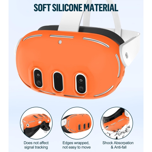 Silicone Cover Set Compatible with Oculus/Meta Quest 3, VR Accessories Protective Cover Includes Controller Grips, Front Shell Headset Cover and Face