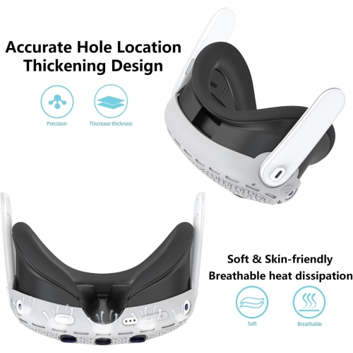 Protective Cover for Oculus/Meta Quest 3 Accessories, Silicone Controllers Grip Cover Protector, Soft Shell Skin with Face Cover and Lens Cover by