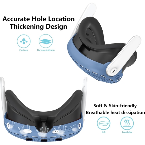 Étui protecteur pour accessoires Oculus/Meta Quest 3, protecteur de couvercle de manette en silicone, habillage souple avec couvre-visage et