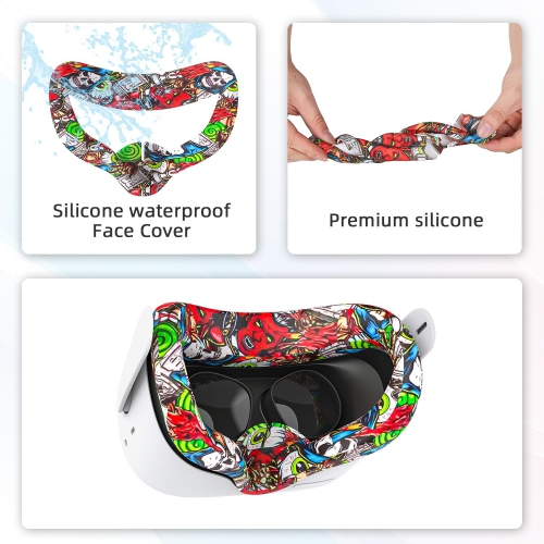 Oculus Quest 2, Protective Cover Accessories for Oculus Quest 2, Silicone Face Cover, VR Shell Cover, Controller Handle Cover, Lens Protection