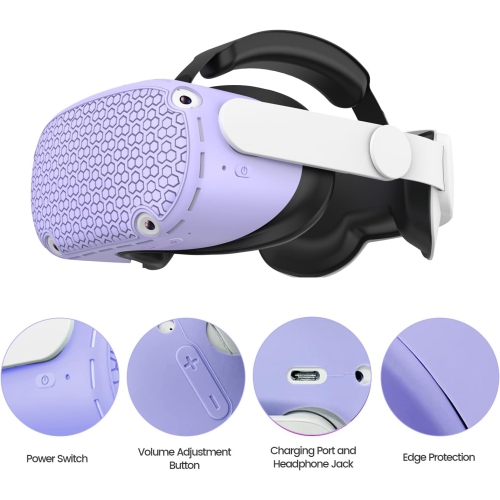 Protective Cover for Oculus/Meta Quest 2 Accessories, Silicone Controllers Grip Cover Protector, Soft Shell Skin with Face Cover and Lens Cover by