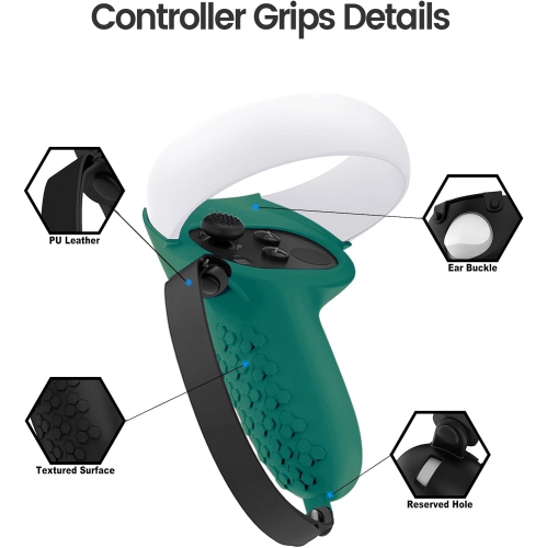 Protective Cover for Oculus/Meta Quest 2 Accessories, Silicone Controllers Grip Cover Protector, Soft Shell Skin with Face Cover and Lens Cover by