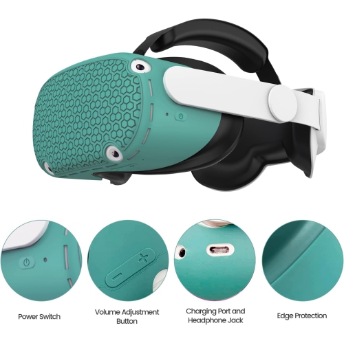 Protective Cover for Oculus/Meta Quest 2 Accessories, Silicone Controllers Grip Cover Protector, Soft Shell Skin with Face Cover and Lens Cover by
