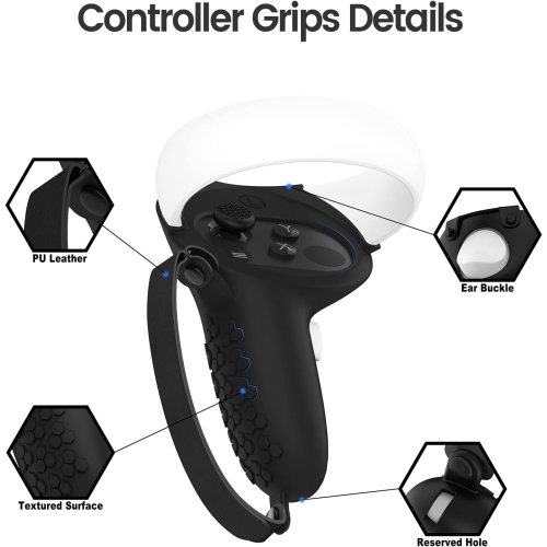 Protective Cover for Oculus/Meta Quest 2 Accessories, Silicone Controllers Grip Cover Protector, Soft Shell Skin with Face Cover and Lens Cover by