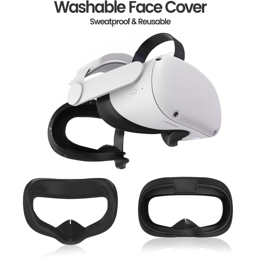 Protective Cover for Oculus/Meta Quest 2 Accessories, Silicone Controllers Grip Cover Protector, Soft Shell Skin with Face Cover and Lens Cover by