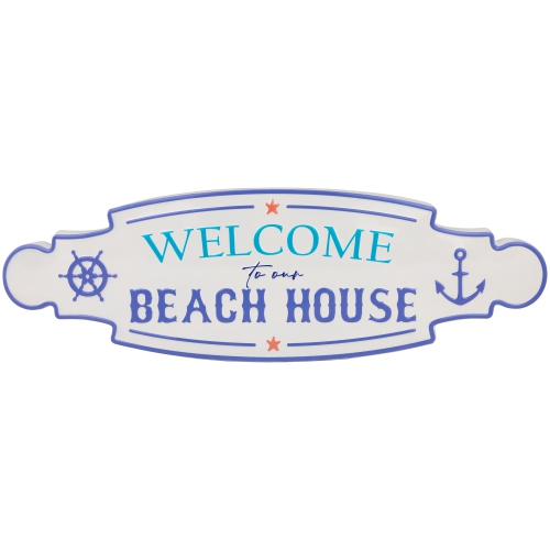 Affiche murale en métal « Welcome To Our Beach House », 25,25 po