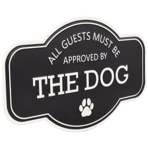 Approved by The Dog Metal Wall Sign - 13.75" - Black and White