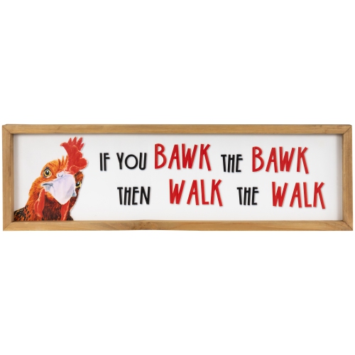 Bawk and Walk Rooster Framed Metal Wall Sign - 19.75"