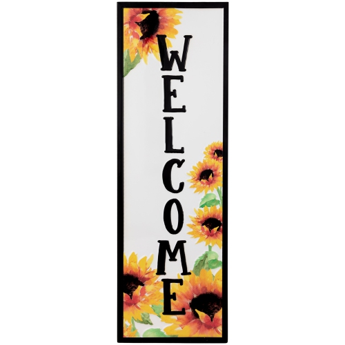 Sunflower Welcome Metal Wall Sign - 23"