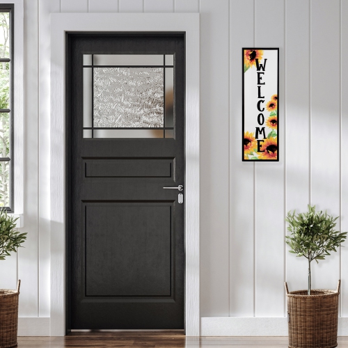 Sunflower Welcome Metal Wall Sign - 23"