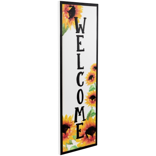 Sunflower Welcome Metal Wall Sign - 23"