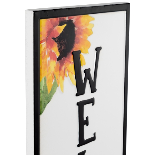 Sunflower Welcome Metal Wall Sign - 23"