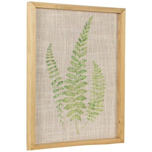 Framed Fern Leaf Print on Burlap Wall Art - 16" - Beige